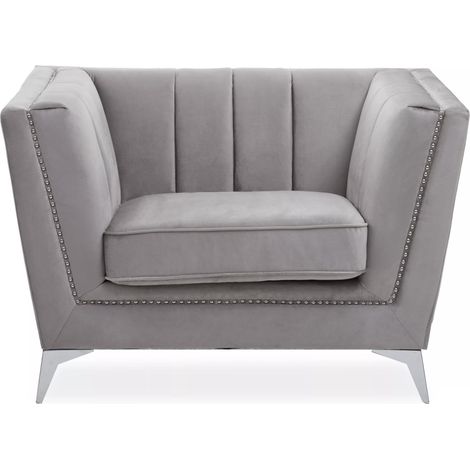Interiors by Premier Grey Velvet Chair, Comfortable Velvet Desk Chair, Backrest Velvet Armchair, Cozy Armchair (1/5)