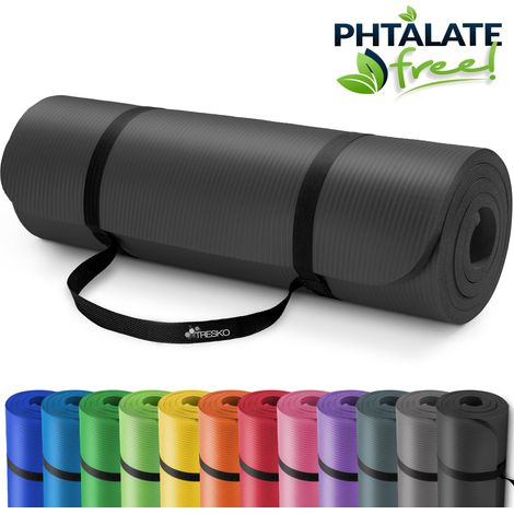 TRESKO Esterilla de fitness 185 x 60 cm y 190 x 100 cm para gimnasia, yoga, pilates y cualquier tipo de entrenamiento Suave y cómoda Espuma NBR (Negro, 190 x 100 x 1,5 cm)
