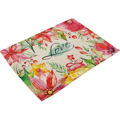 Tapis De Table Oiseaux Et Fleurs - Antidérapant Et Isolant Thermique - Pour Assiettes Et Bols - Lot De 4 (1/2)