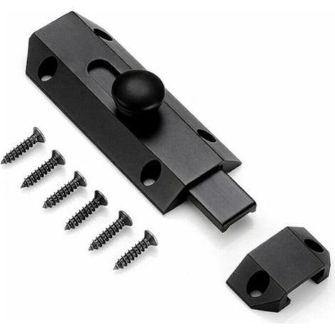 1 Loquet de verrouillage de sécurité avec targette en laiton épais pur, loquet de portail ultra résistant, noir