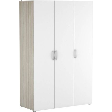 Dmora - Guardaroba grande Dania, Mobile camera da letto, Cabina armadio portabiti, Armadio appendiabiti, 119x51 h185 cm, Rovere e Bianco opaco