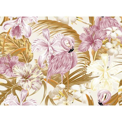 Papier peint panoramique original motif flamant rose Tapisserie panoramique animaux pour salon Papier peint panoramique floral pour bureau (1/4)