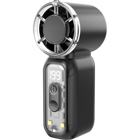 Ventilateur turbo portable 199 vitesses USB rechargeable, ventilateur mains libres avec cordon pour voyage et extérieur,Noir (1/5)
