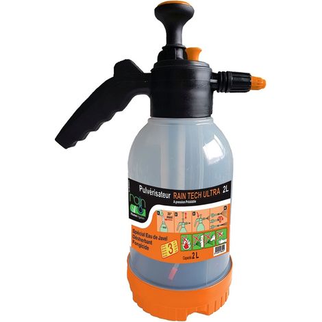 Pulvérisateur 2 litres spécial eau de javel – Buse réglable – Soupape de sûreté – Polyéthylène léger et durable – Rain