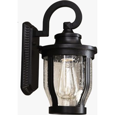 Applique Murale d'extérieur Classique Traditionnelle Applique Murale d'extérieur Finition Noire avec Abat-Jour en Verre bullé Luminaire Mural extérieur pour Cour, Patio, Porche (1/5)
