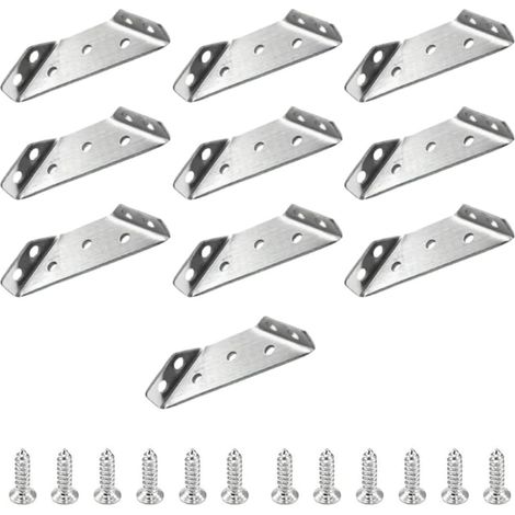Lot de 20 équerres d'angle en acier inoxydable épais, équerres d'angle trapézoïdales, supports fixes à angle droit pour meubles avec vis (1/5)