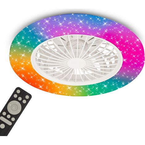 LED Deckenlampe Ventilator Deckenventilator Dimmbar Fernbedienung CCT RGB 48,5cm