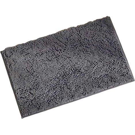 Tapis Chenille - 60 x 90 cm - Absorbant Rapide Séchage - Antidérapant TPR - Pour Entrée Chien Boueux - Gris