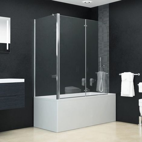 Pare-baignoire pliable en 2 sens, en verre trempé de sécurité, 120 x 68 x 130 cm