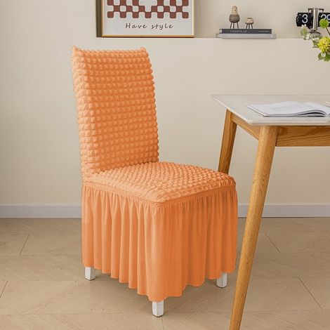 Housse De Chaise - Élastique Avec Jupe - Pour Salle À Manger Cuisine - Lavable Et Détachable - Orange - Lot De 2 (1/5)