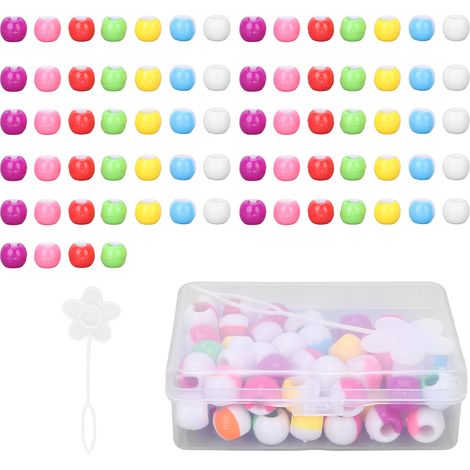 74 perles à cheveux flexibles, bracelets tressés avec porte-mèches et boîte de rangement, coloris assortis, pour tresses et fabrication de bijoux (1/5)