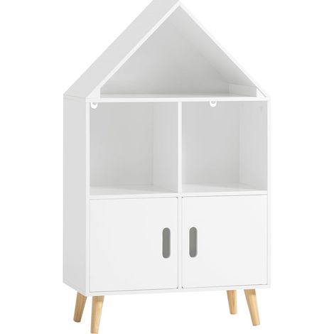 SoBuy KMB58-W Kinderregal mit Haus-Design Bücherregal für Kinder Aufbewahrungsregal Spielzeugregal Kinderzimmer Möbel weiß BHT ca.: 60x103x30cm (1/5)