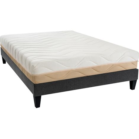 Ensemble Leman 140x200 cm Matelas Mousse + Sommier Bois (1/5)