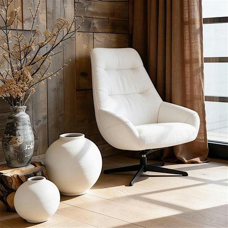 Fauteuil relax pivotant tissu écru IENA