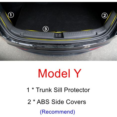 (Modèle Y,lot de 3) Protection de coffre pour Tesla Model Y : tapis anti-rayures,seuil de coffre arrière,protection de pare-chocs,organisateur de coffre en ABS,accessoires (1/3)