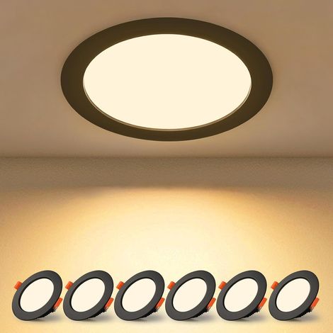Spot Led Encastrable Noir Extra Plat, 10 Pack 5W 500LM = 50W incandescence, IP44, Blanc Froid 6000K, AC 220-240V,Découpe 70-80mm,Rond plafond encastré Pour salle de bain,Cuisine,Salon,Couloir (1/5)
