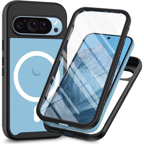 Funda antigolpes para Google Pixel 9 / Google Pixel 9 Pro con protector de pantalla para MagSafe, color negro. (1/5)