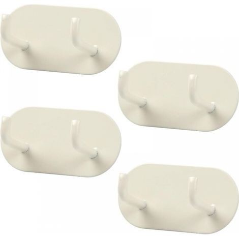 (Cream 4 Pieces) Adhesive Wall Hook, Bathroom Towel Holder, Metal Towel Hook, Bathroom Hook Without Drilling for Bathroom, Bedroom, Kitchen (1/5)