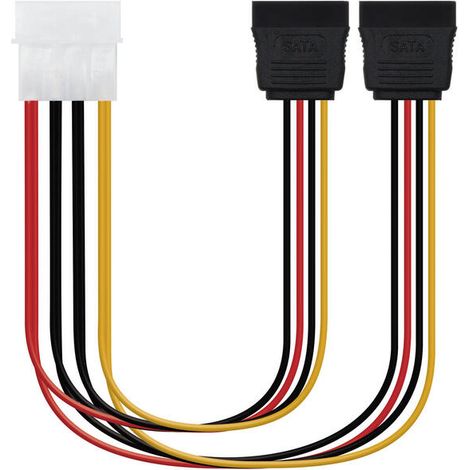 NanoCable 10.19.0102 - Cable SATA alimentación MOLEX a 2 SATA, 4pin/M-2xSATA/H, Macho-Hembra, 30cm