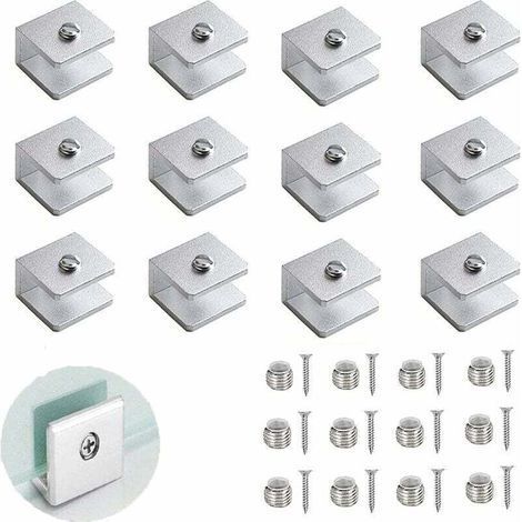 Glass Clip Set of 12, Adjustable Glass Partition Bracket, 6-8mm Glass Shelf Bracket, Aluminum Alloy Shelf Bracket, Suitable for Bathroom and Balcony (1/4)