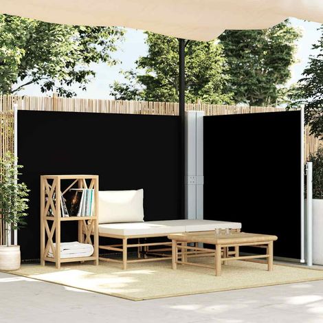 vidaXL Tenda da Sole Laterale Retrattile Nera 140x600 cm