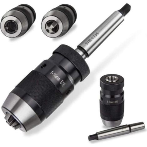 Schnellspannbohrfutter 1–16 mm B16 mit Kegelfutter und Mitnehmerstiften MK2. Zustand: Neu. (1/2)