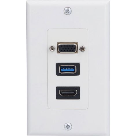 Prises murales audio-vidéo 5 Gbps pour installation encastrée, panneau multimédia avec port vidéo composite.