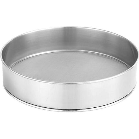 Tamis à farine à mailles fines en acier inoxydable, passoire à farine manuelle, tamis à sucre rond pour gâteaux et pâtisserie (25 cm)-25X25CM-Silver (1/3)