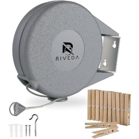 Étendoir à linge rétractable de 12 m (40 pi), portable et robuste, pour l'intérieur et l'extérieur. Facile à installer. Haute qualité. (1/3)