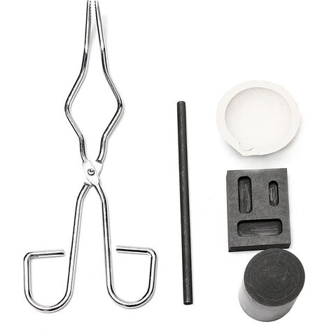 Kit de fundición de grafito de 5 piezas para metales preciosos (oro y plata), fundición y refinación, crisol de grafito para experimentos.