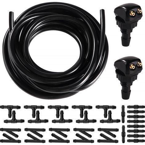 Windscreen Wiper Hose Kit, Washer Liquid Hose Kit, 3m Ice Washer Hose, 2 Pieces Washer Nozzles and 30 Pieces Hose Fittings (1/5)