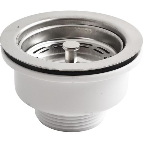 Kit de bonde d'évier de cuisine, 90 mm, bride en acier inoxydable avec panier amovible pour éviter l'encrassement (1/5)