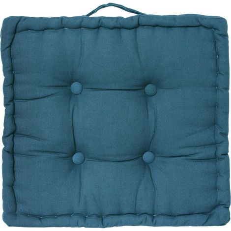 Coussin de sol bleu canard 40x40 cm