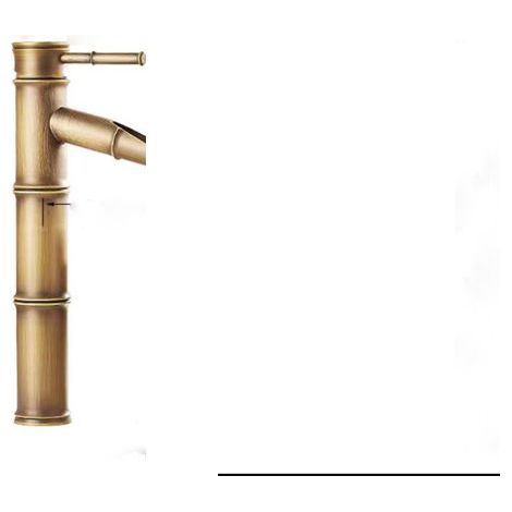 Grifo de cobre macizo, grifo de cocina retro antiguo, grifo de fregadero de bambú de un solo orificio, fregadero artístico, fregadero de encimera con grifo de agua fría y caliente. (1/5)