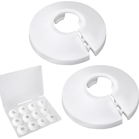 12pcs Couvercle Tuyau d'Un Diamètre Intérieur 16mm, Raccords de Tuyau Ronds Décoratifs pour Salles de Bains Cuisines et Toilettes Murales (Blanc) (1/5)