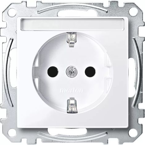 Merten SCHUKO-Steckdose MEG2302-0325 mit Schriftfeld aws/gl (1/2)