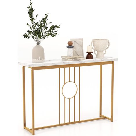 Modern Faux Marble Top Entryway Table-White (1/5)