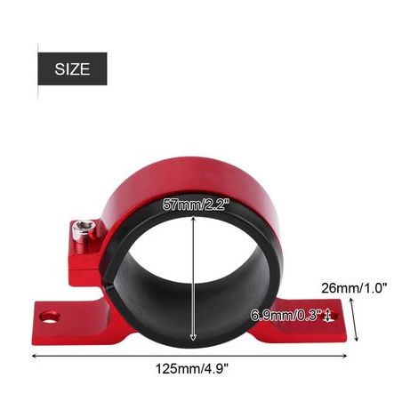 Convient aux supports de montage de pompe à carburant automobile en alliage d'aluminium de 60 mm, disponible en rouge, argent et or. (1/5)