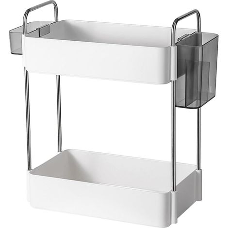 Étagère de comptoir à 2 niveaux pour salle bain et cuisine, rangement blanche, structure simple (1/5)