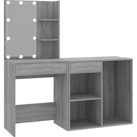 Maison Exclusive - Coiffeuse à LED avec armoire Sonoma gris Bois d'ingénierie (1/5)