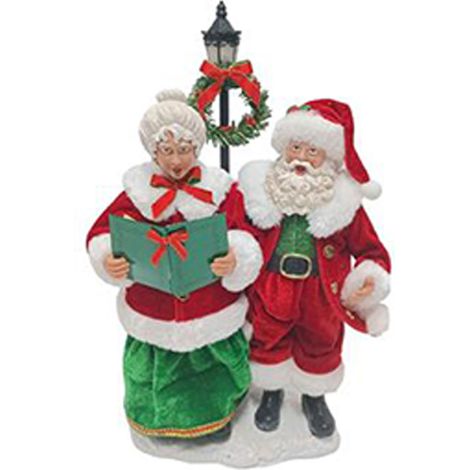 Cantori coro Famiglia Babbo e babba natale cantanti in tessuto decorazioni natalizie con luce e musica addobbi negozio vetrine casa collezione (1/3)