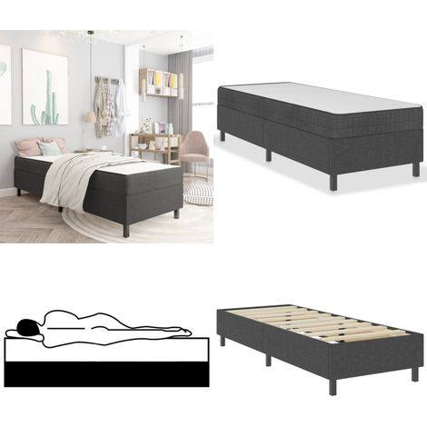 Boxspringbett Dunkelgrau Stoff 100x200 cm - Boxspringbett - Doppelbett - Bettrahmen - Schlafsystem - Liegefläche 100x200 Cm - Home & Living