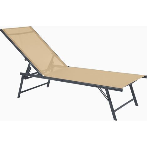 Werka Pro – Transat réglable crème 5 positions – Dimensions 182x53x33,5 cm – Tissu textilène résistant aux intempéries – Capacité 120 kg
