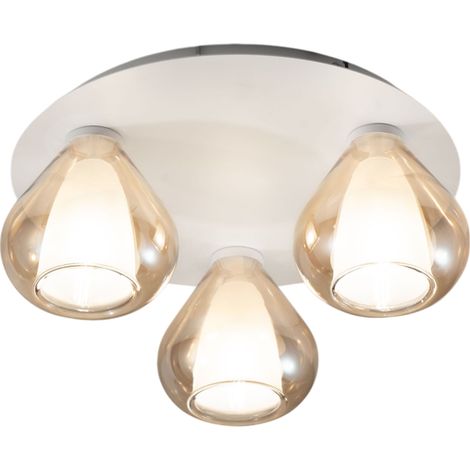 Lila - Plafonnier rond d.40cm Fabas Luce - Applique avec 3 ampoules LED E27 MAX 40W - Ambre