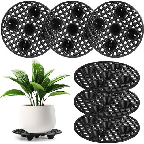 Lot de 6 Grilles de Drainage 20cm, Untersetzer Pflanzen Blumentopfgitter, Maille Pad Tapis Trou, Drainmaster Supports de Pot de Fleurs Rond pour Intérieur, Balcon, Extérieur, Jardin, Terrasse