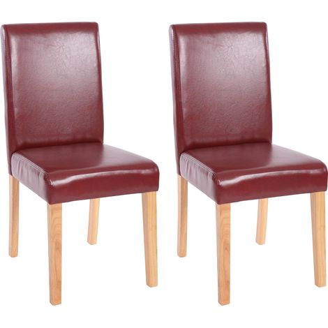 [NON UTILIZZATO] Set 2x sedie Littau ecopelle opaca soggiorno cucina sala da pranzo 56x43x90cm rosso piedi chiari