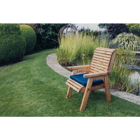 Valley Chair - Timber - L73 x W64 x H95 cm - Garden Furniture - Minimal Assembly Required - Set of Waterproof Cushions Included