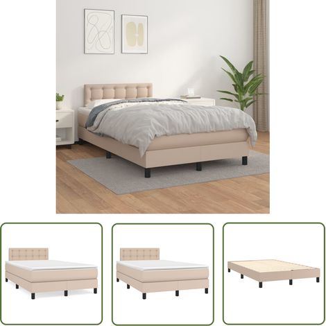 The Living Store Sommier à lattes de lit avec matelas Cappuccino 120x200 cm - Lit Plateforme - Lit Double - Literie - Chambre À Coucher - Meuble Design (1/5)
