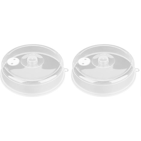 Lot de 2 couvercles micro-ondes réutilisables en PP, sûrs et sans danger pour les aliments, pour la conservation des aliments à haute température. (1/5)
