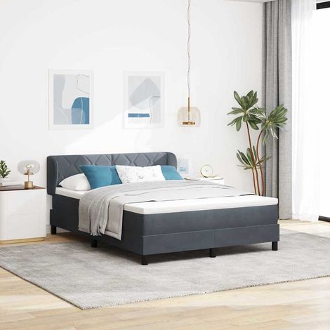 Boxspringbett mit Kopfteil Dunkelgrau 140 x 200 cm Samt (1/5)